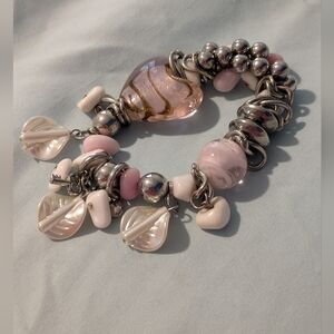 Pink and Silver Charm Bracelet